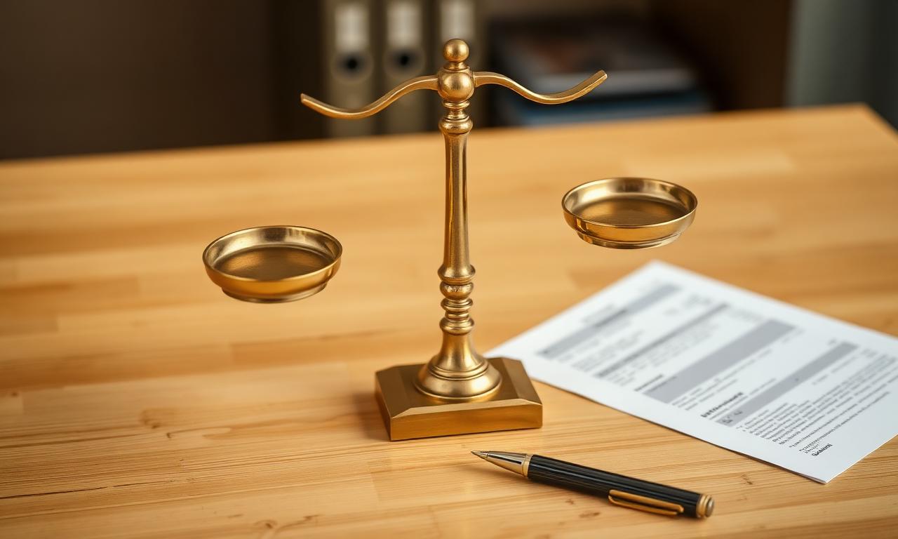 A balanced scale on a desk symbolizing the pros and cons of annuities