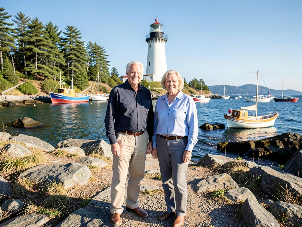 Happy retirees enjoying life in Maine